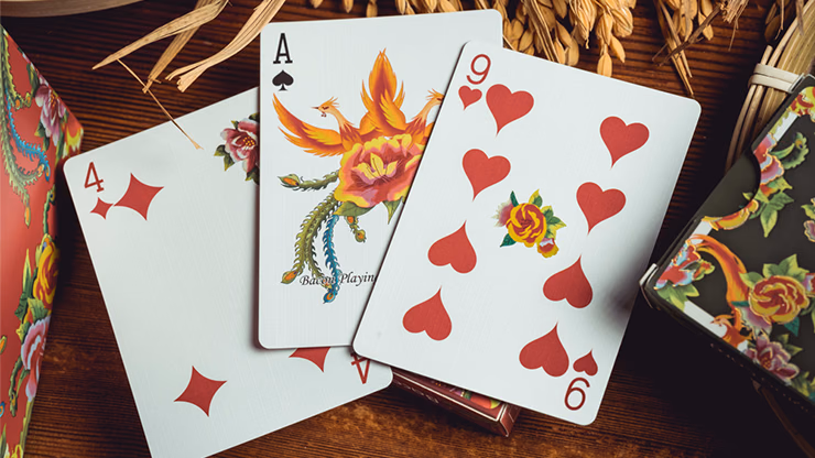Phoenix and Peony (Red) Playing Cards by Bacon Playing Card Company - thumbnail 6