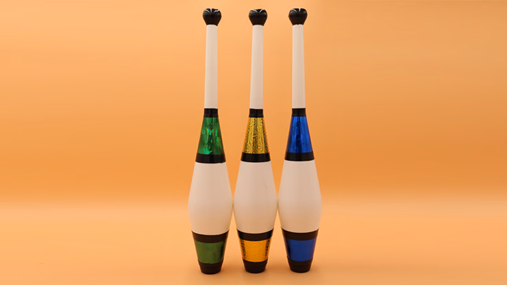 Juggling Set (3 Decorated Clubs) Assorted Colors by Zyko - magic trick