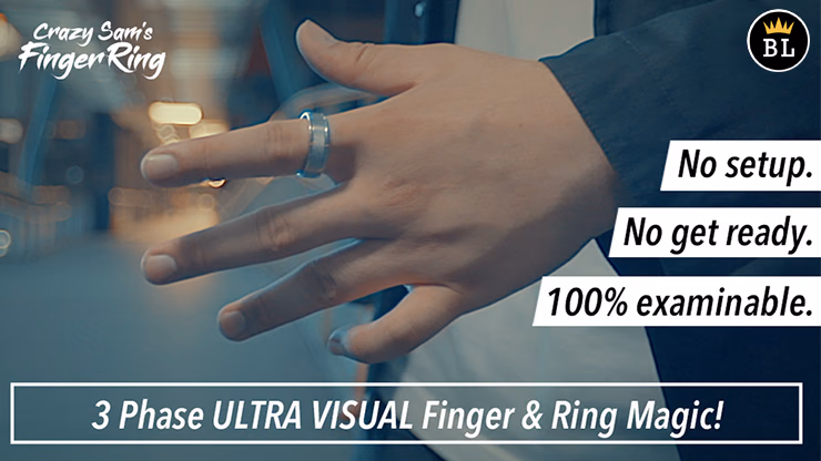 Hanson Chien Presents Crazy Sam's Finger Ring BLACK / SMALL (Gimmick and Online Instructions) by Sam Huang - Trick - Image 2