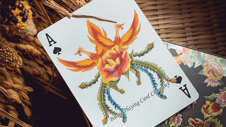 Phoenix and Peony (Green) Playing Cards by Bacon Playing Card Company - thumbnail 4