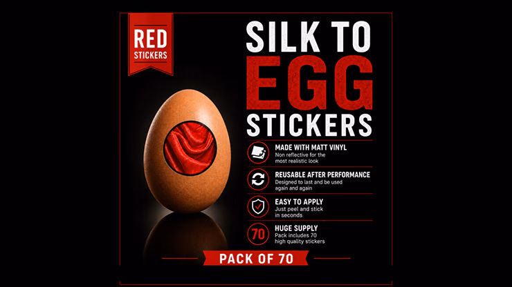 Silk to Egg Stickers (RED) Pack of 70 - magic trick