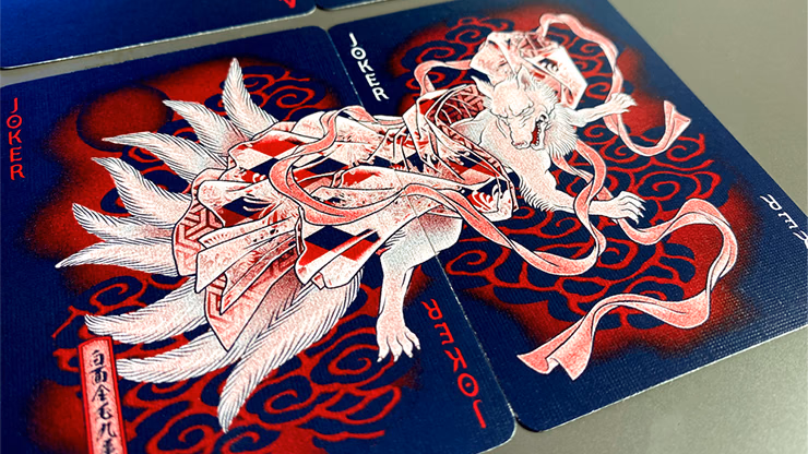 Sumi Kitsune Myth Maker (Blue/Red Craft Letterpressed Tuck) Playing Cards by Card Experiment - thumbnail 4